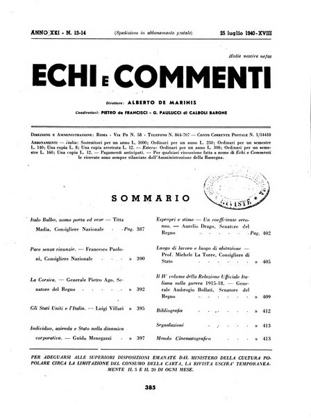 Echi e commenti rassegna universale della stampa