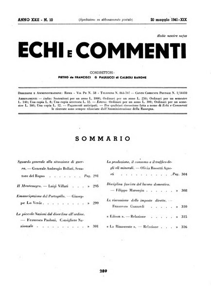 Echi e commenti rassegna universale della stampa