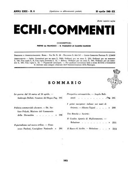 Echi e commenti rassegna universale della stampa