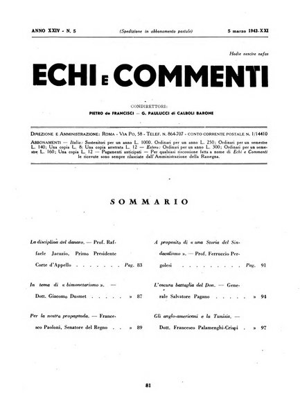 Echi e commenti rassegna universale della stampa