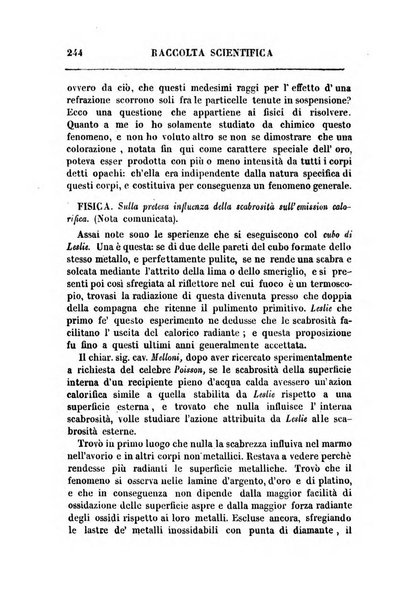 Raccolta di lettere ed altri scritti intorno alla fisica ed alle matematiche