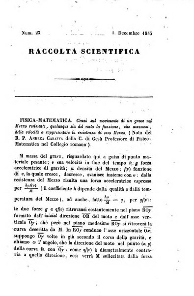 Raccolta di lettere ed altri scritti intorno alla fisica ed alle matematiche