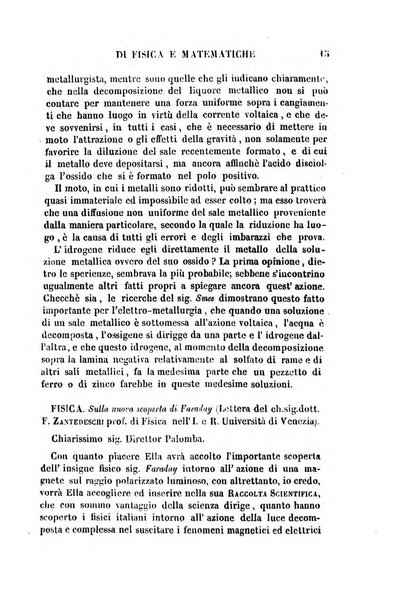 Raccolta di lettere ed altri scritti intorno alla fisica ed alle matematiche