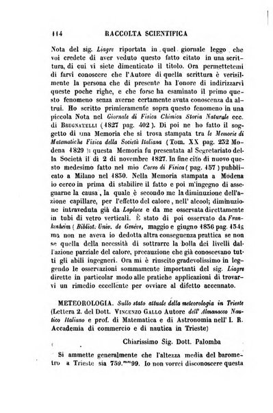 Raccolta di lettere ed altri scritti intorno alla fisica ed alle matematiche