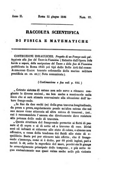 Raccolta di lettere ed altri scritti intorno alla fisica ed alle matematiche