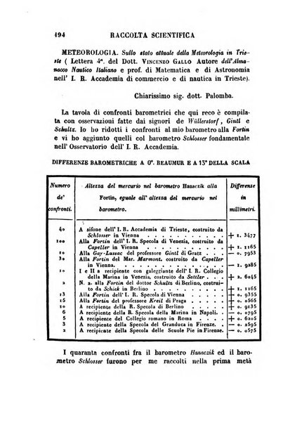 Raccolta di lettere ed altri scritti intorno alla fisica ed alle matematiche