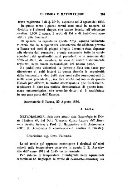 Raccolta di lettere ed altri scritti intorno alla fisica ed alle matematiche