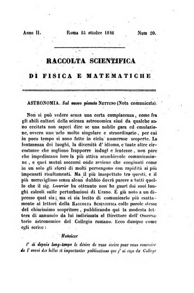 Raccolta di lettere ed altri scritti intorno alla fisica ed alle matematiche