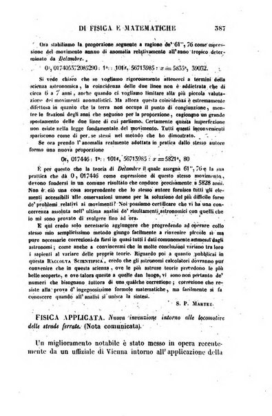 Raccolta di lettere ed altri scritti intorno alla fisica ed alle matematiche