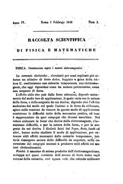 Raccolta di lettere ed altri scritti intorno alla fisica ed alle matematiche