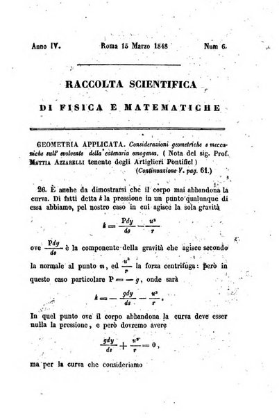 Raccolta di lettere ed altri scritti intorno alla fisica ed alle matematiche