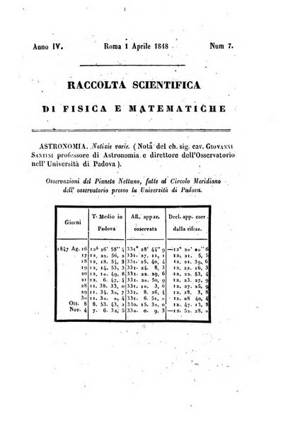 Raccolta di lettere ed altri scritti intorno alla fisica ed alle matematiche