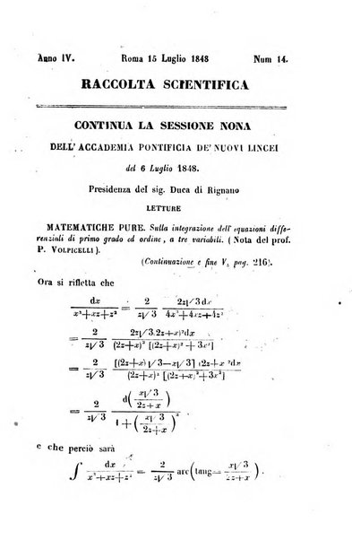 Raccolta di lettere ed altri scritti intorno alla fisica ed alle matematiche