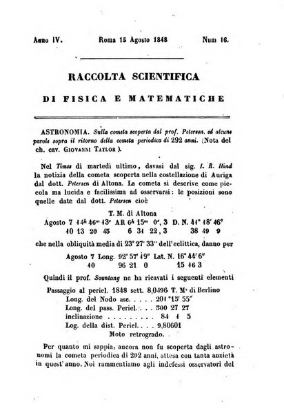 Raccolta di lettere ed altri scritti intorno alla fisica ed alle matematiche