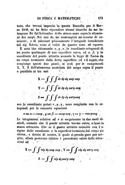 Raccolta di lettere ed altri scritti intorno alla fisica ed alle matematiche