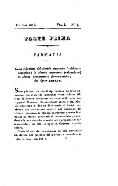 Annali di chimica applicata alla medicina cioè alla farmacia, alla tossicologia, all'igiene, alla fisiologia, alla patologia e alla terapeutica. Serie 3