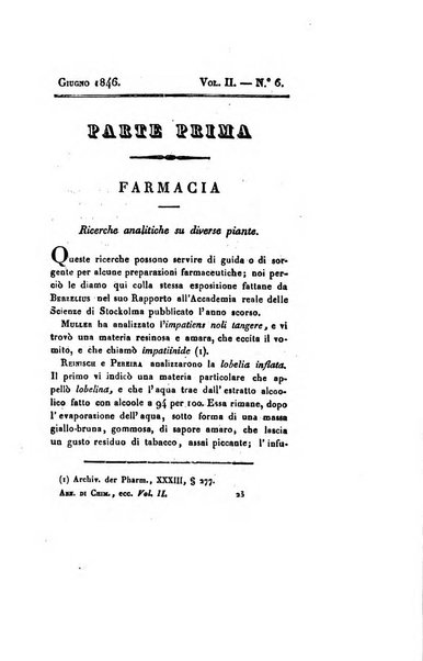 Annali di chimica applicata alla medicina cioè alla farmacia, alla tossicologia, all'igiene, alla fisiologia, alla patologia e alla terapeutica. Serie 3