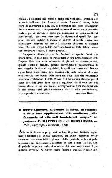 Annali di chimica applicata alla medicina cioè alla farmacia, alla tossicologia, all'igiene, alla fisiologia, alla patologia e alla terapeutica. Serie 3