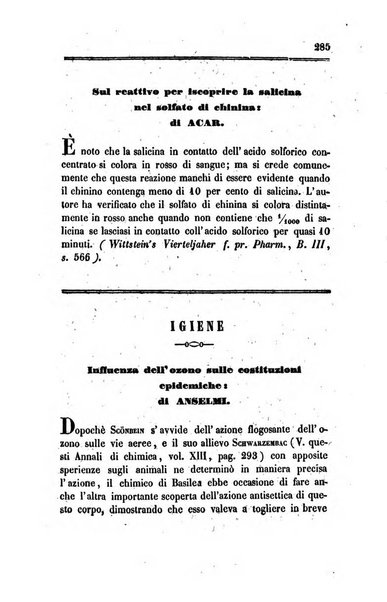 Annali di chimica applicata alla medicina cioè alla farmacia, alla tossicologia, all'igiene, alla fisiologia, alla patologia e alla terapeutica. Serie 3