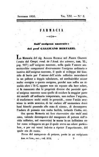 Annali di chimica applicata alla medicina cioè alla farmacia, alla tossicologia, all'igiene, alla fisiologia, alla patologia e alla terapeutica. Serie 3