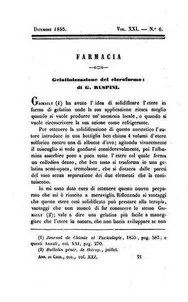 Annali di chimica applicata alla medicina cioè alla farmacia, alla tossicologia, all'igiene, alla fisiologia, alla patologia e alla terapeutica. Serie 3