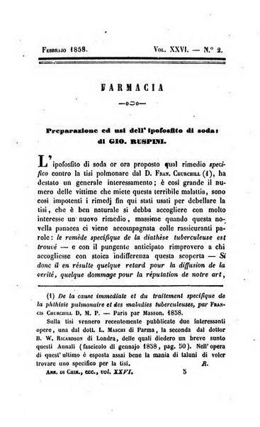 Annali di chimica applicata alla medicina cioè alla farmacia, alla tossicologia, all'igiene, alla fisiologia, alla patologia e alla terapeutica. Serie 3