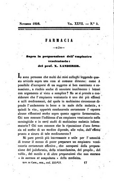 Annali di chimica applicata alla medicina cioè alla farmacia, alla tossicologia, all'igiene, alla fisiologia, alla patologia e alla terapeutica. Serie 3