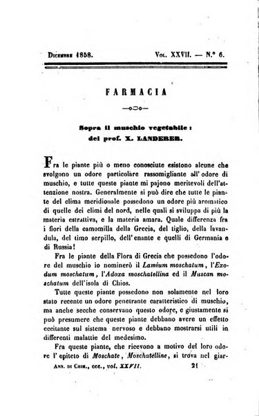 Annali di chimica applicata alla medicina cioè alla farmacia, alla tossicologia, all'igiene, alla fisiologia, alla patologia e alla terapeutica. Serie 3