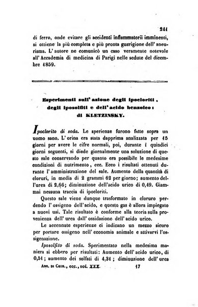 Annali di chimica applicata alla medicina cioè alla farmacia, alla tossicologia, all'igiene, alla fisiologia, alla patologia e alla terapeutica. Serie 3