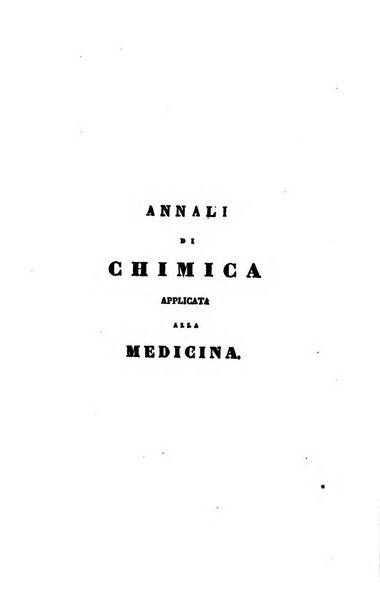 Annali di chimica applicata alla medicina cioè alla farmacia, alla tossicologia, all'igiene, alla fisiologia, alla patologia e alla terapeutica. Serie 3