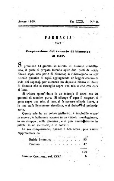 Annali di chimica applicata alla medicina cioè alla farmacia, alla tossicologia, all'igiene, alla fisiologia, alla patologia e alla terapeutica. Serie 3