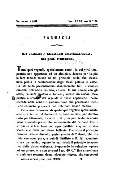 Annali di chimica applicata alla medicina cioè alla farmacia, alla tossicologia, all'igiene, alla fisiologia, alla patologia e alla terapeutica. Serie 3