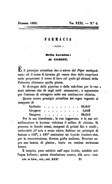 Annali di chimica applicata alla medicina cioè alla farmacia, alla tossicologia, all'igiene, alla fisiologia, alla patologia e alla terapeutica. Serie 3