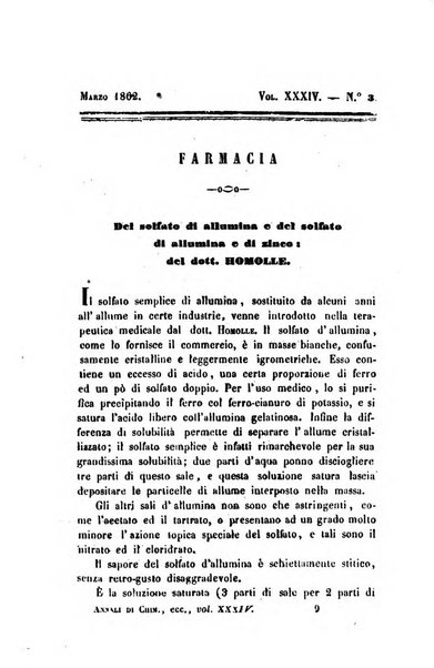 Annali di chimica applicata alla medicina cioè alla farmacia, alla tossicologia, all'igiene, alla fisiologia, alla patologia e alla terapeutica. Serie 3