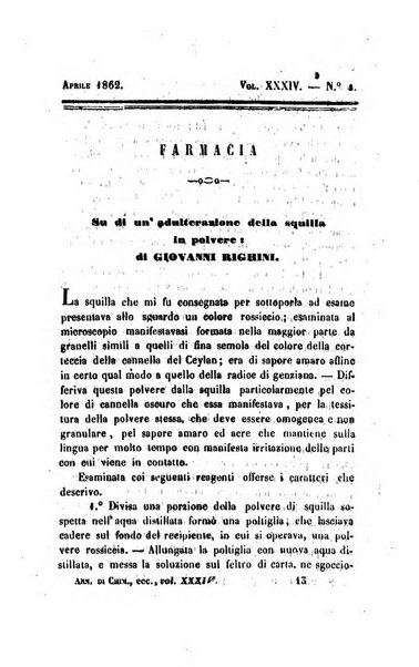 Annali di chimica applicata alla medicina cioè alla farmacia, alla tossicologia, all'igiene, alla fisiologia, alla patologia e alla terapeutica. Serie 3