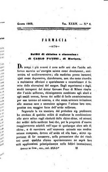 Annali di chimica applicata alla medicina cioè alla farmacia, alla tossicologia, all'igiene, alla fisiologia, alla patologia e alla terapeutica. Serie 3