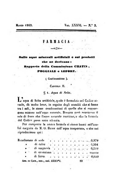 Annali di chimica applicata alla medicina cioè alla farmacia, alla tossicologia, all'igiene, alla fisiologia, alla patologia e alla terapeutica. Serie 3