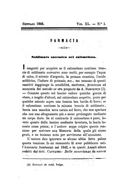 Annali di chimica applicata alla medicina cioè alla farmacia, alla tossicologia, all'igiene, alla fisiologia, alla patologia e alla terapeutica. Serie 3