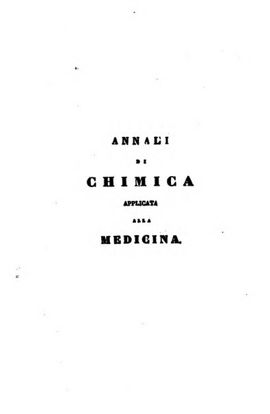 Annali di chimica applicata alla medicina cioè alla farmacia, alla tossicologia, all'igiene, alla fisiologia, alla patologia e alla terapeutica. Serie 3