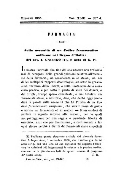 Annali di chimica applicata alla medicina cioè alla farmacia, alla tossicologia, all'igiene, alla fisiologia, alla patologia e alla terapeutica. Serie 3