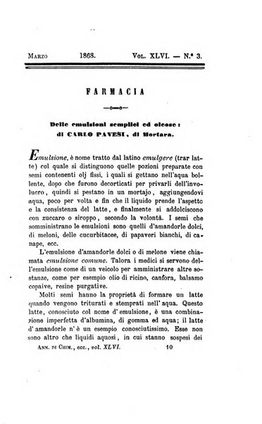 Annali di chimica applicata alla medicina cioè alla farmacia, alla tossicologia, all'igiene, alla fisiologia, alla patologia e alla terapeutica. Serie 3