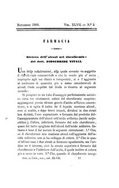 Annali di chimica applicata alla medicina cioè alla farmacia, alla tossicologia, all'igiene, alla fisiologia, alla patologia e alla terapeutica. Serie 3