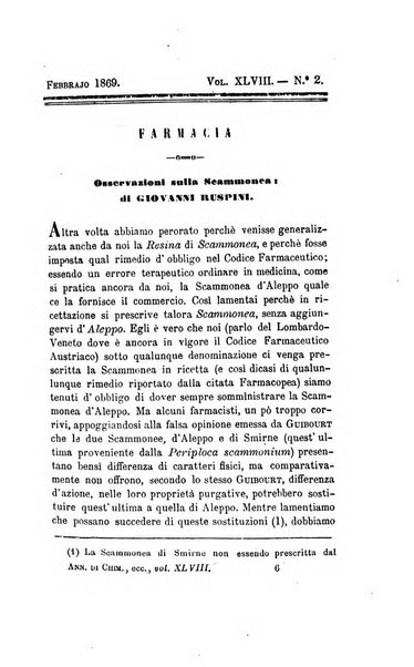 Annali di chimica applicata alla medicina cioè alla farmacia, alla tossicologia, all'igiene, alla fisiologia, alla patologia e alla terapeutica. Serie 3