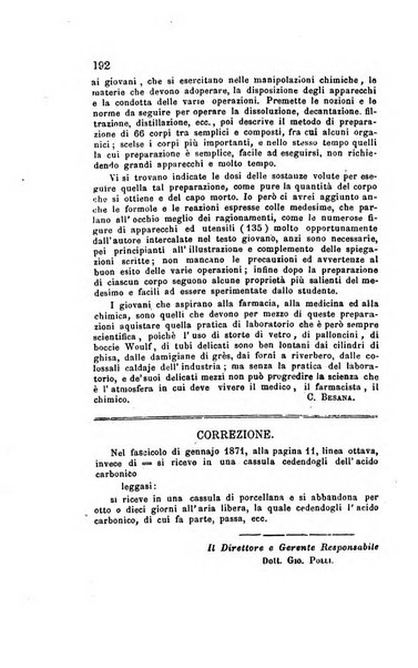 Annali di chimica applicata alla medicina cioè alla farmacia, alla tossicologia, all'igiene, alla fisiologia, alla patologia e alla terapeutica. Serie 3