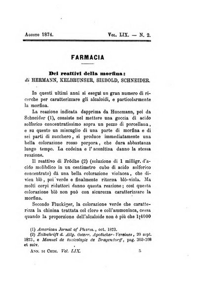 Annali di chimica applicata alla medicina cioè alla farmacia, alla tossicologia, all'igiene, alla fisiologia, alla patologia e alla terapeutica. Serie 3