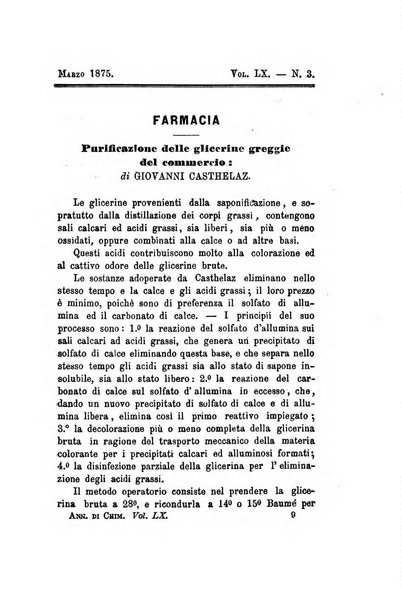 Annali di chimica applicata alla medicina cioè alla farmacia, alla tossicologia, all'igiene, alla fisiologia, alla patologia e alla terapeutica. Serie 3