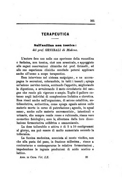 Annali di chimica applicata alla medicina cioè alla farmacia, alla tossicologia, all'igiene, alla fisiologia, alla patologia e alla terapeutica. Serie 3