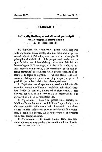 Annali di chimica applicata alla medicina cioè alla farmacia, alla tossicologia, all'igiene, alla fisiologia, alla patologia e alla terapeutica. Serie 3