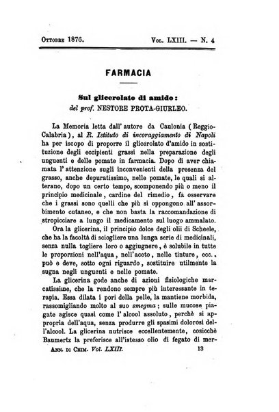 Annali di chimica applicata alla medicina cioè alla farmacia, alla tossicologia, all'igiene, alla fisiologia, alla patologia e alla terapeutica. Serie 3