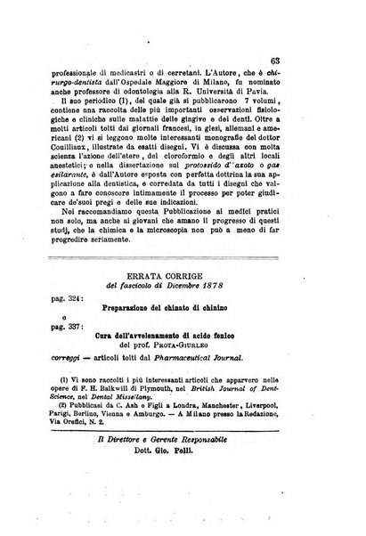 Annali di chimica applicata alla medicina cioè alla farmacia, alla tossicologia, all'igiene, alla fisiologia, alla patologia e alla terapeutica. Serie 3